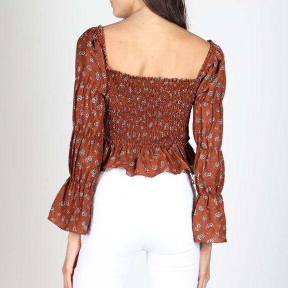 Floral Smock Peasant Blouse - Picture 4 of 8